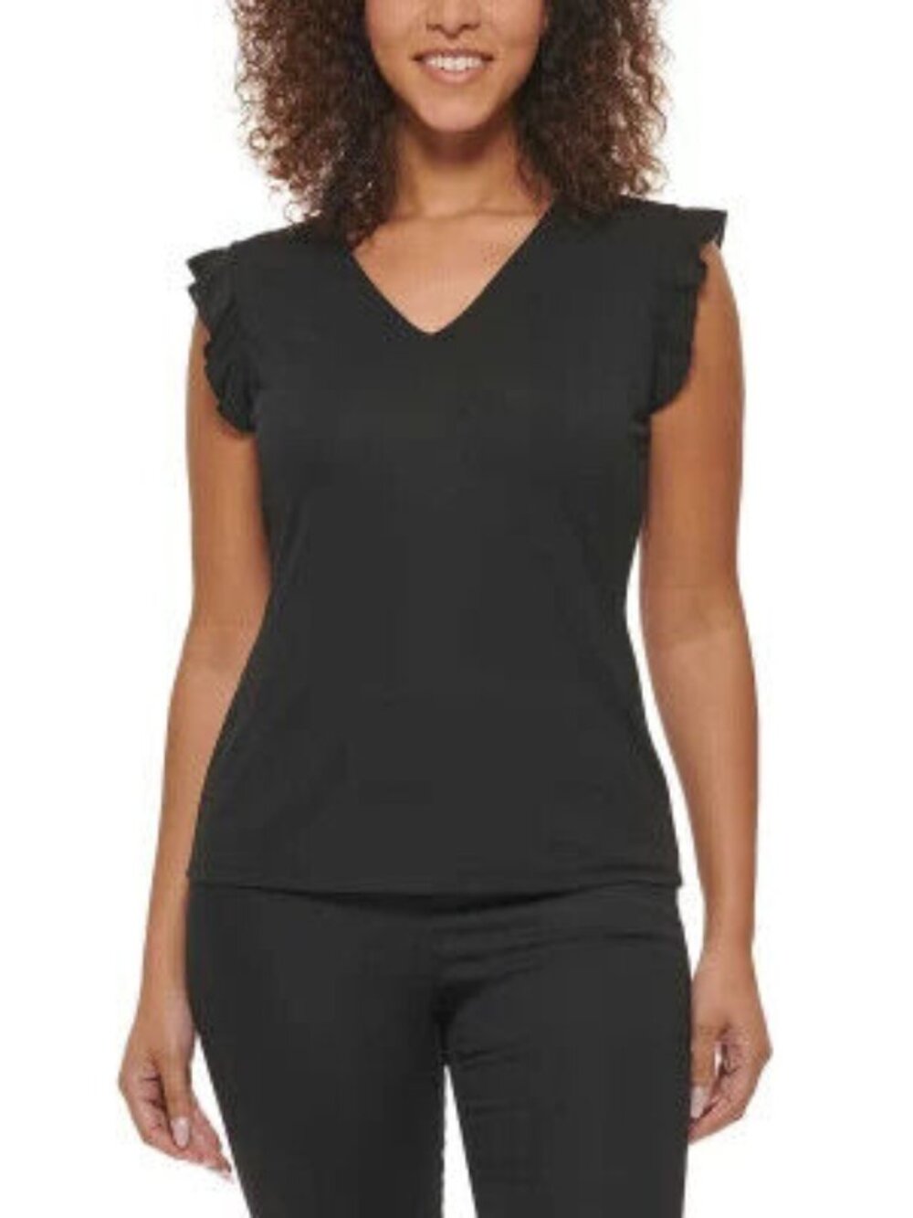 Andrew Marc Womens Ruffle Sleeve Blouse
